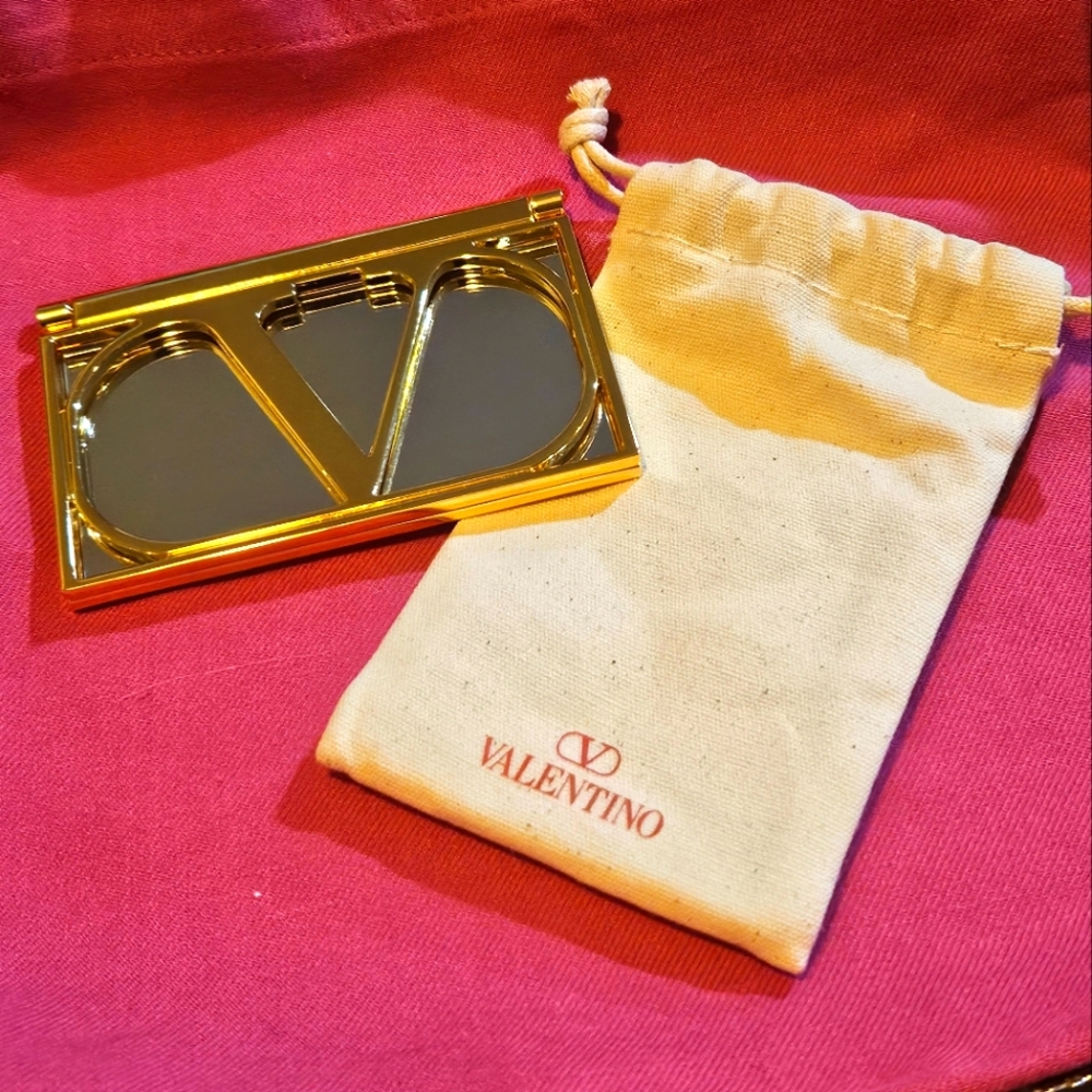 Valentino Gold Compact Mirror With Original Dust Bag
